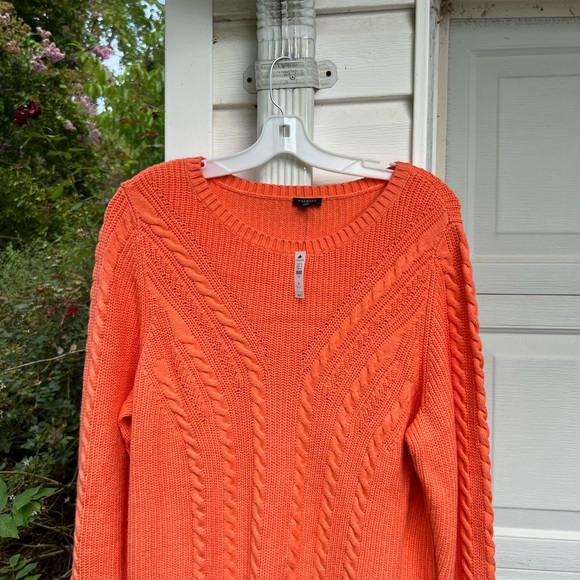 NWT Talbots Pretty Orange Thick Multiweave Long Sleeve Sweater - Picture 2 of 5